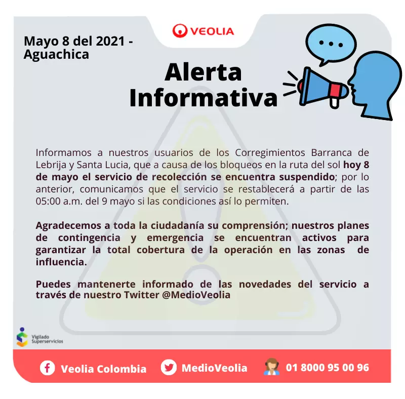 Alerta Informativa Aguachica | Veolia Colombia | Santander