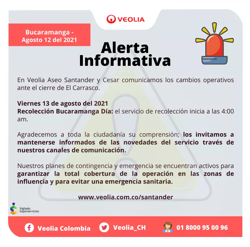 Alerta Informativa Bucaramanga | Veolia Colombia | Santander