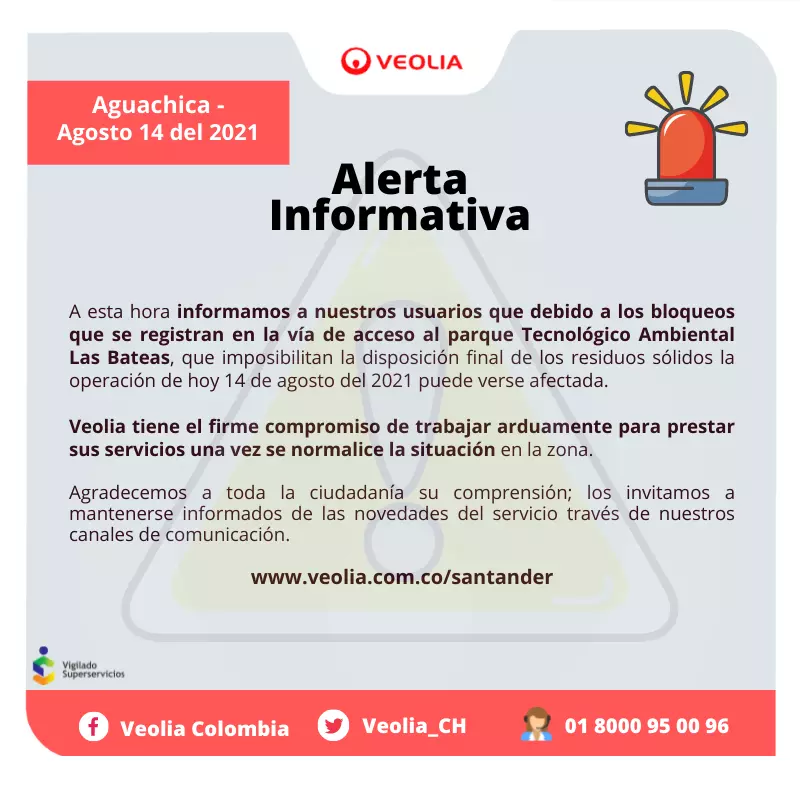 Alerta Aguachica | Veolia Colombia | Santander